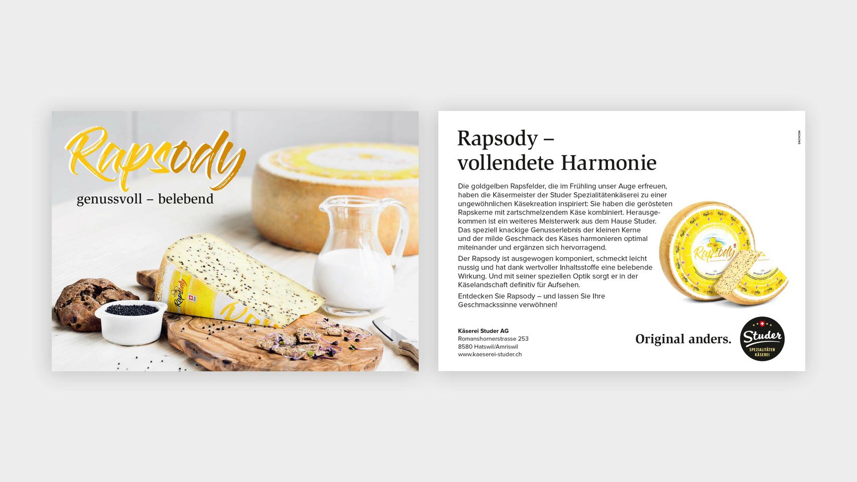 Käserei Studer - Produktekarte
